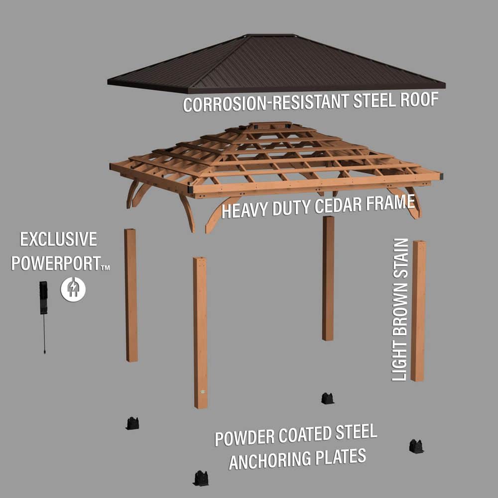 Barrington Cedar and Steel 14x12 Outdoor Gazebo