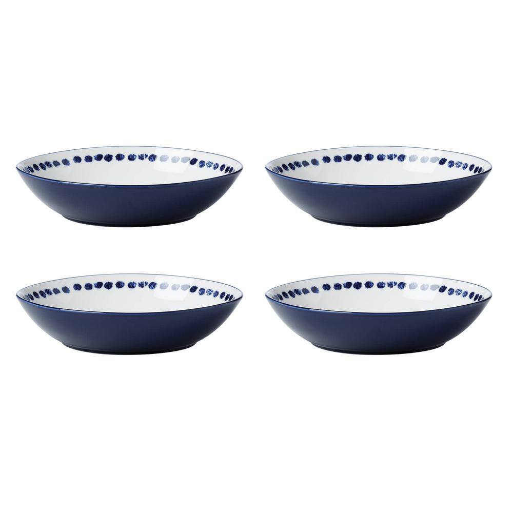 Navy and White Porcelain 12-Piece Geometric Dinnerware Set