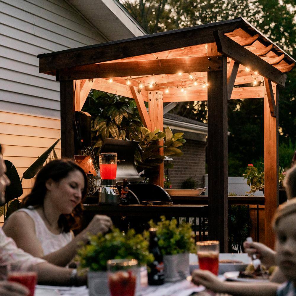 Saxony Cedar Wood Grill Gazebo with Steel Roof