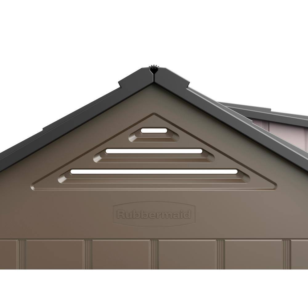 Brown Resin Medium Outdoor Storage Shed with Windows, 7 x 7 ft
