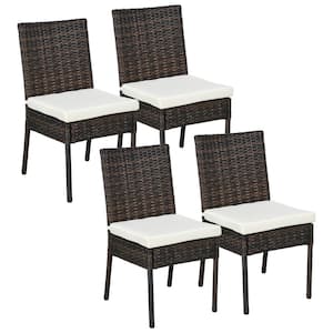 Plastic Outdoor Dining Chair with White Cushion