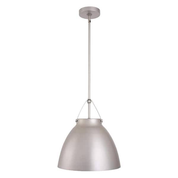 Loft 14.2 in. 1-Light Nickel Modern Hanging Pendant Light with Metal Shade