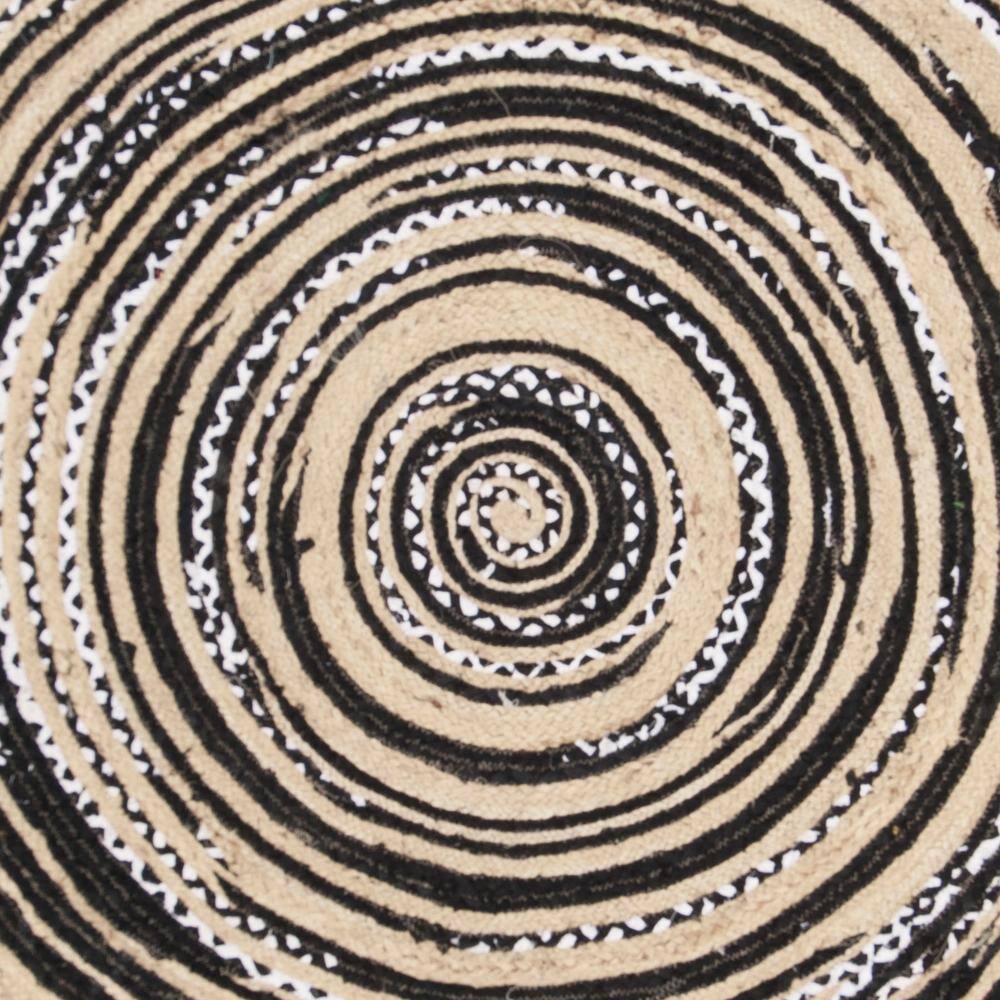 Boho-Chic Black & Ivory Handwoven Cotton Round Rug - 8'