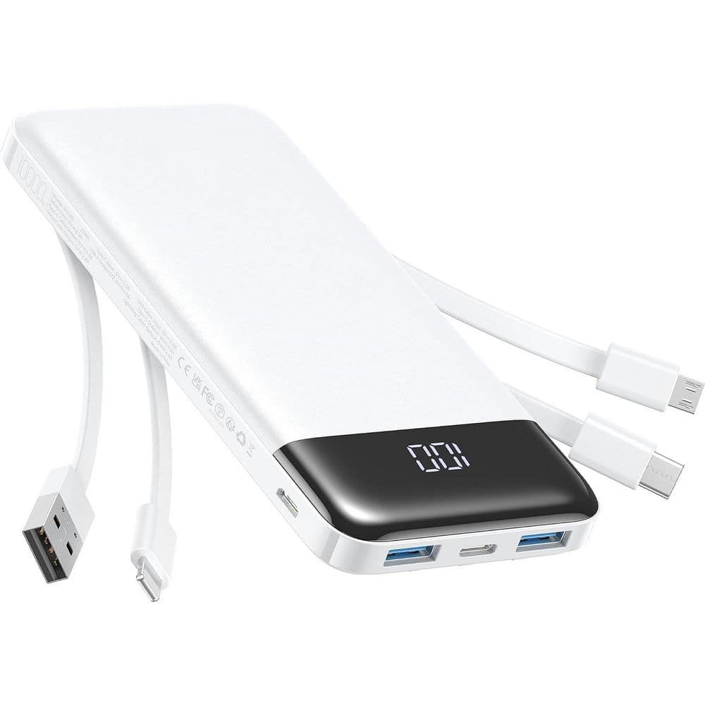 Portable Charger with Built-in Cable Slim 10000 mAh Power Bank 6 Outputs 3 Input Fast Charging for iPhone Samsung Tablet price history on PriceWatchPro