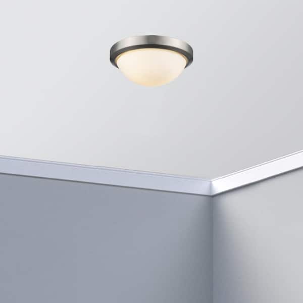 Bel Air Lighting Bliss 11 in. 1-Light Brushed Nickel Flush Mount Ceiling Light Fixture with Frosted Glass Shade