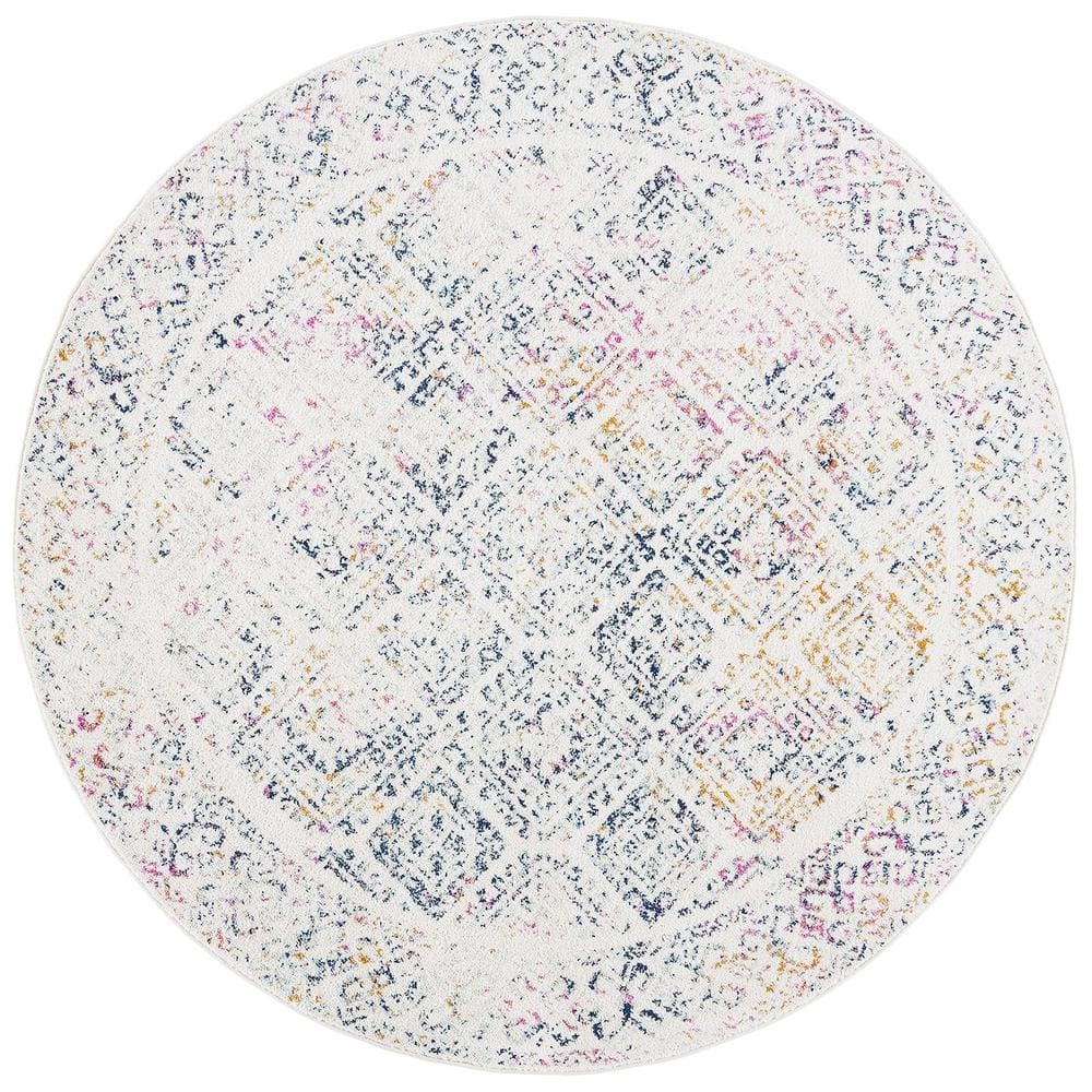 Multi-Colored Polypropylene 5 ft. x 5 ft. Solid Color Indoor Round Area ...