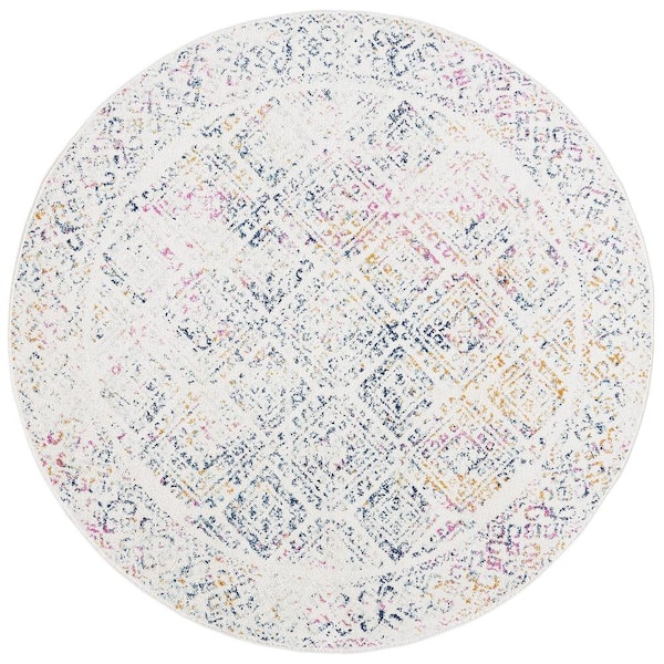 Unbranded Multi-Colored Polypropylene 5 ft. x 5 ft. Solid Color Indoor Round Area Rug