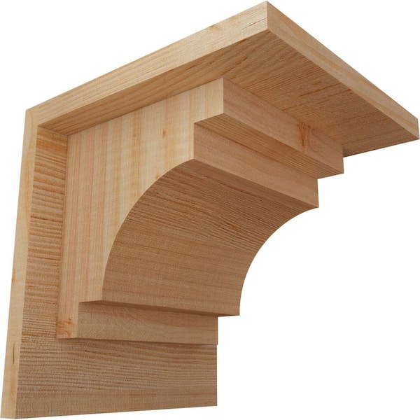 Ekena Millwork 7-1/2 in. x 8 in. x 8 in. Douglas Fir Mediterranean Smooth Corbel with Backplate