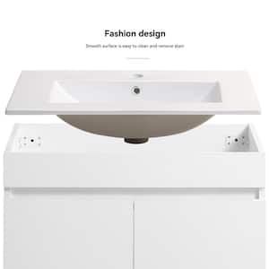 18.30 in. W x 29.92 in. D x 19.68 in. H Floating Bath Vanity with Wood Top in White