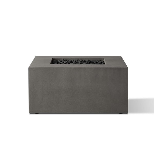 JENSEN CO Matteau 40 in. Square Concrete Composite Natural Gas Fire Table in Carbon with Vinyl Cover