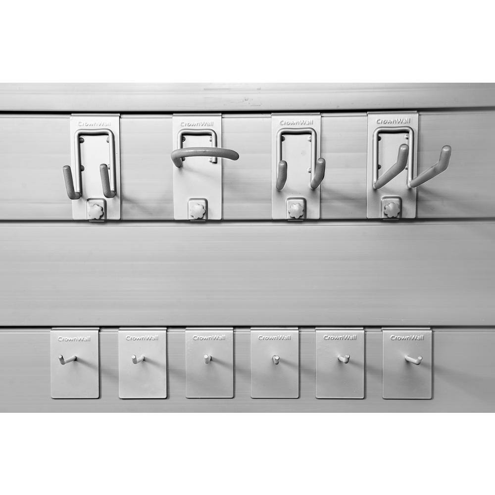 CrownWall PVC SlatWall Panels Garage Organizer Wall Mount with 10-pc Locking Hook Kit, 4’ x 4’ White