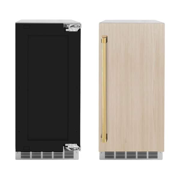 ZLINE Kitchen and Bath Autograph Edition Touchstone 15 in. 75 lbs. Nugget Ice Maker with Panel Ready Door and Polished Gold Handle