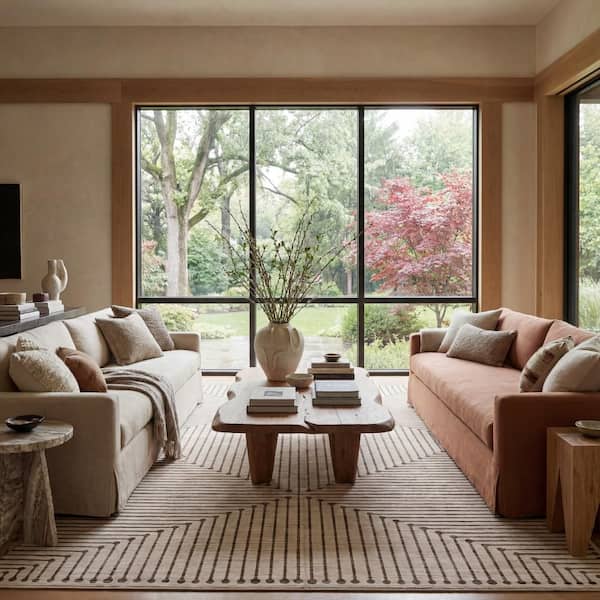 Perenna Geometric Washable Area Brown 9 ft. x 12 ft. Indoor Area Rug
