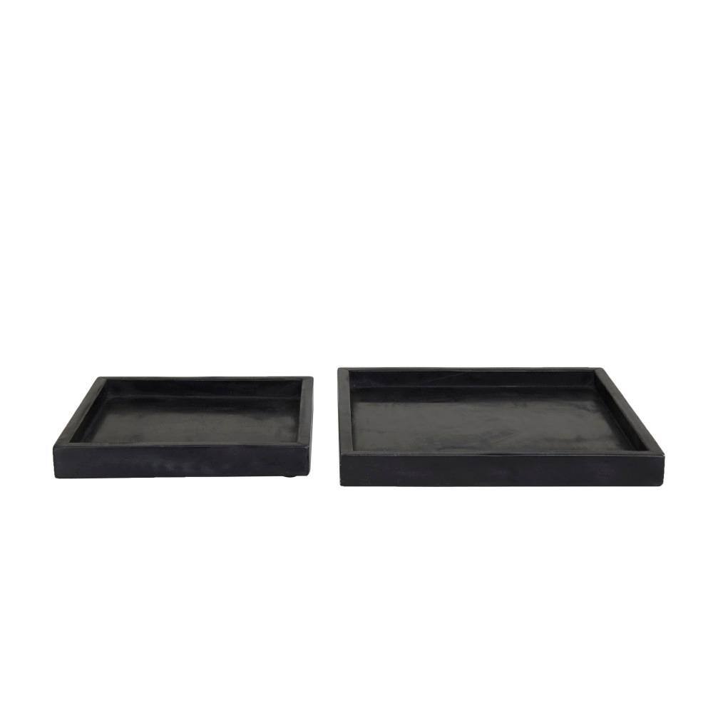 CosmoLiving by Cosmopolitan Black Marble Decorative Tray with Raised