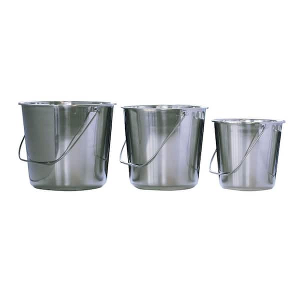 AmeriHome SSB237SET Medium Stainless Steel Bucket Set  3 Piece 