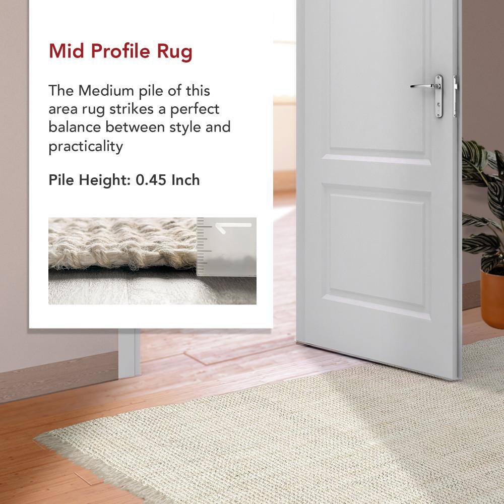 Handmade Bleach White Jute 6' x 9' Rectangular Area Rug