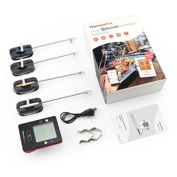 ThermoPro Long Range Wireless Meat Thermometer with 4 Probes Red TP827BW -  Best Buy
