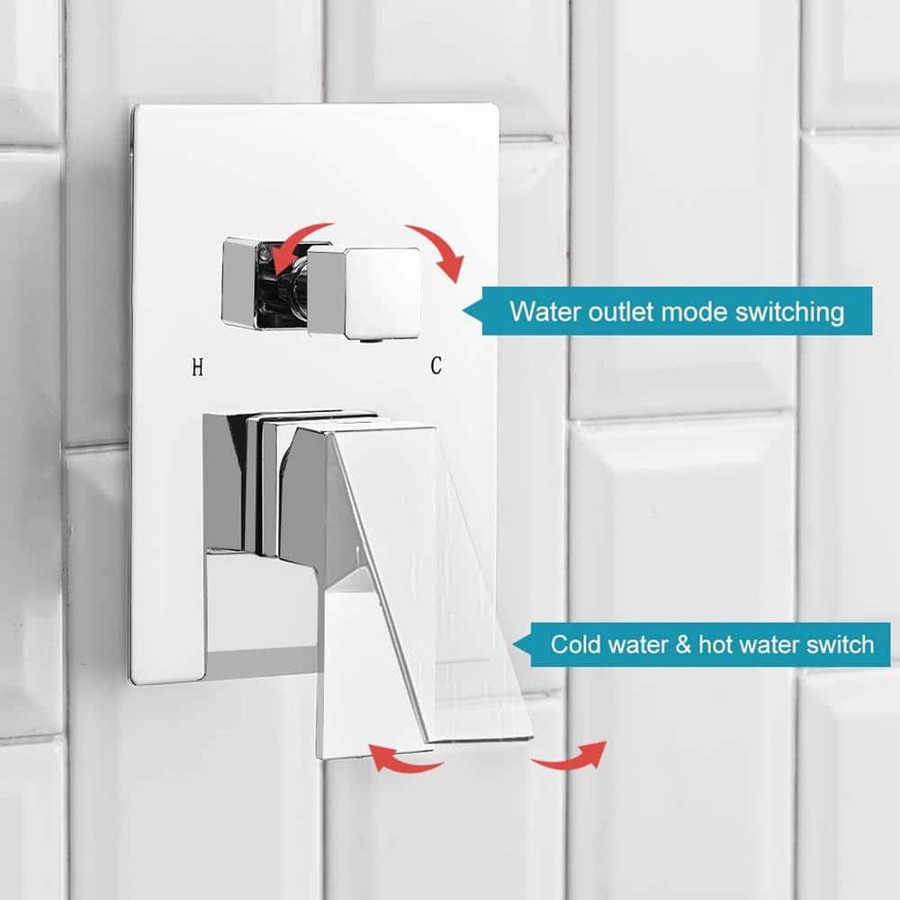 16-Inch Chrome Square Wall Mounted Rain Shower System