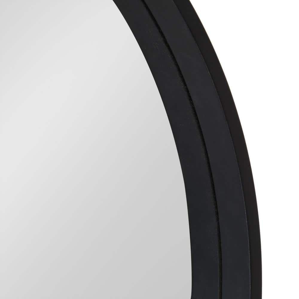 Travis 25.6" Black Round Wood Wall Accent Mirror