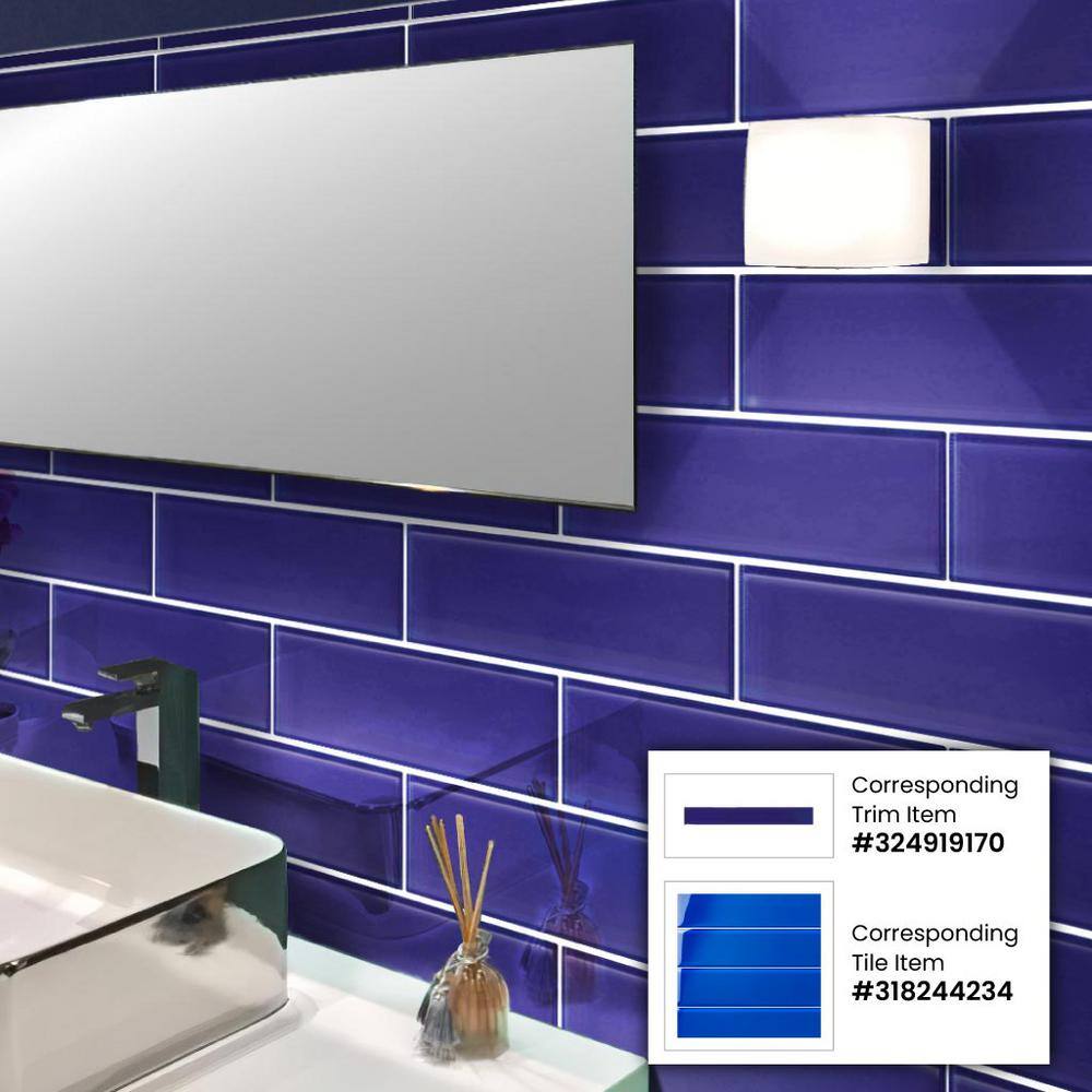 Cobalt Blue 3" x 12" Polished Glass Subway Wall Tile