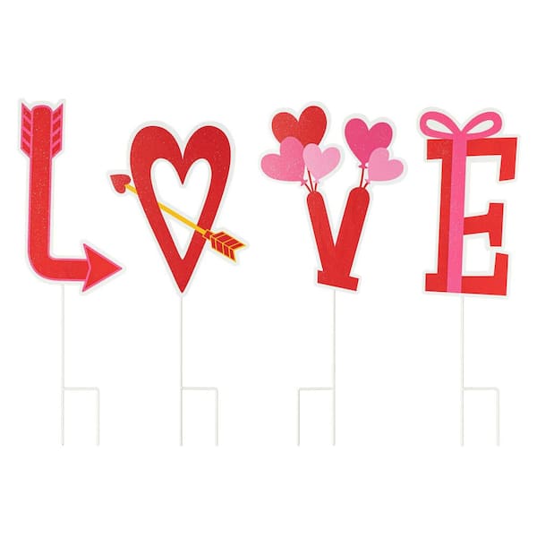 Glitzhome 24 Valentines Double Sided Wooden Easel Porch Sign 