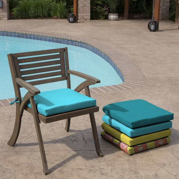 「Blue-B」ELLEGARDEN ARDEN 19 in x 18 in Pool Blue Leala Rectangle Outdoor Seat Pad