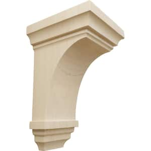 3-1/2 in. x 6 in. x 3-3/4 in. Rubberwood Mini Jefferson Wood Corbel