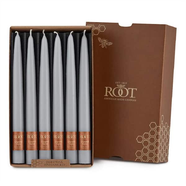 ROOT CANDLES 9 in. Dipped Taper Platinum Dinner Candle (Box of 12)