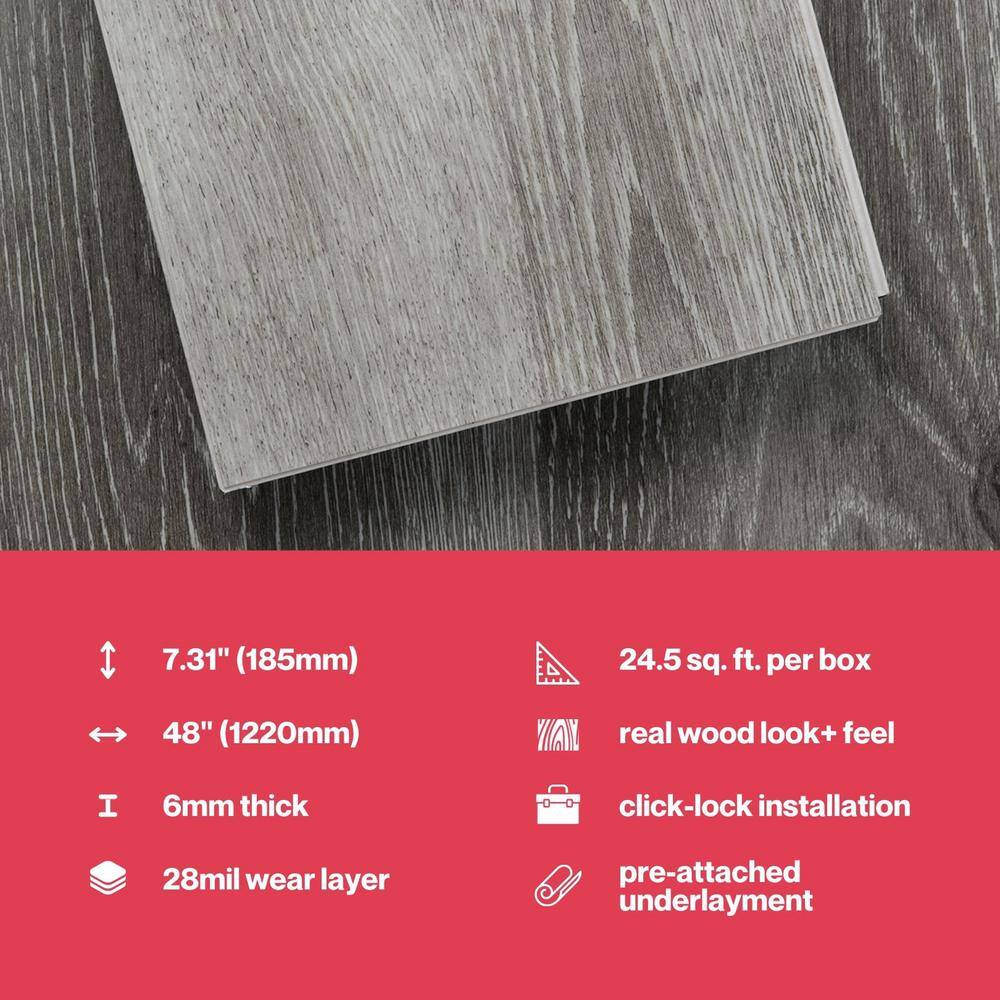 MaxCore Ultra 48" Dark Gray Click Lock Luxury Vinyl Plank Flooring