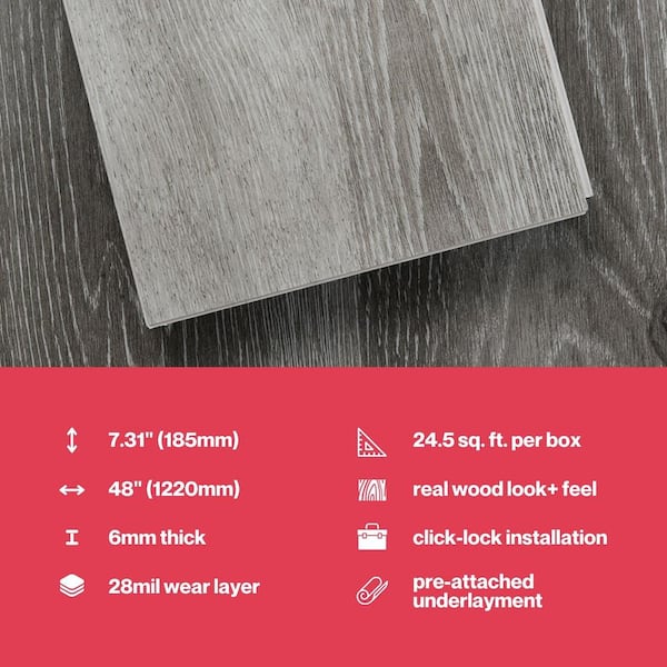 Lucida USA (Sample) Maxcore Dolomite Gray Wood Look 28-mil Waterproof Interlocking Luxury Vinyl Plank