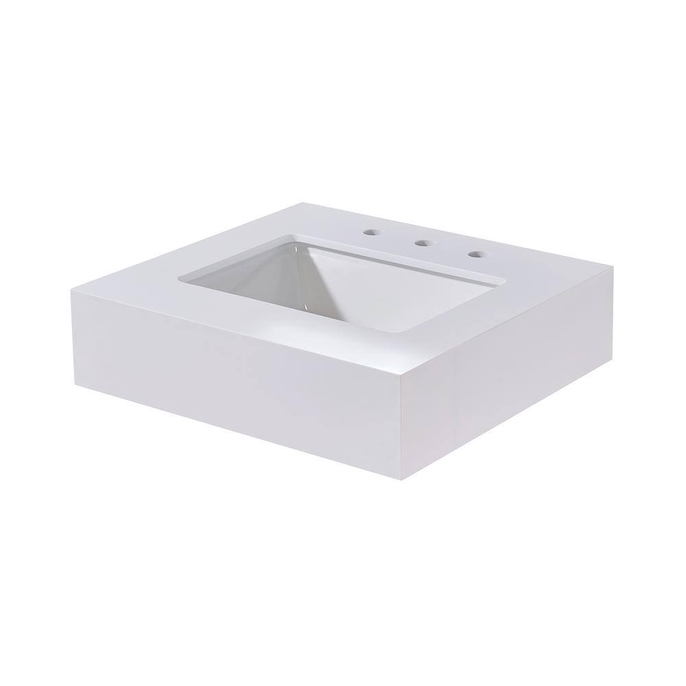 24" Snow White Ceramic Bathroom Vanity Top with Sink