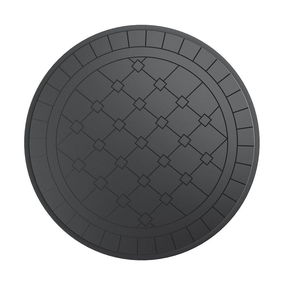 39.37 in Round Black Cast Aluminum Outdoor Dining Table