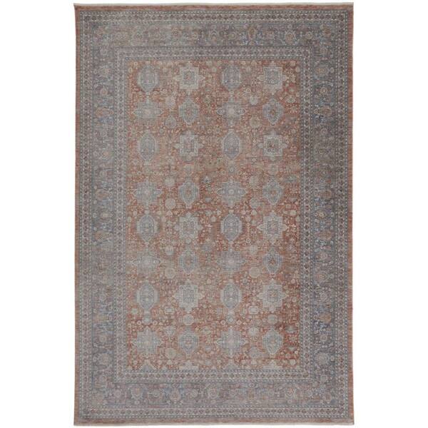 HomeRoots 9 ft. x 13 ft. Blue, Red Oriental Area Rug
