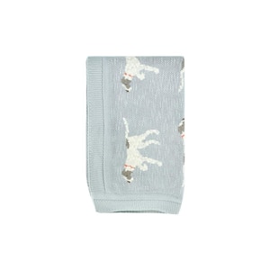 Blue Dog Design Soft Cotton Knit Baby Throw Blanket