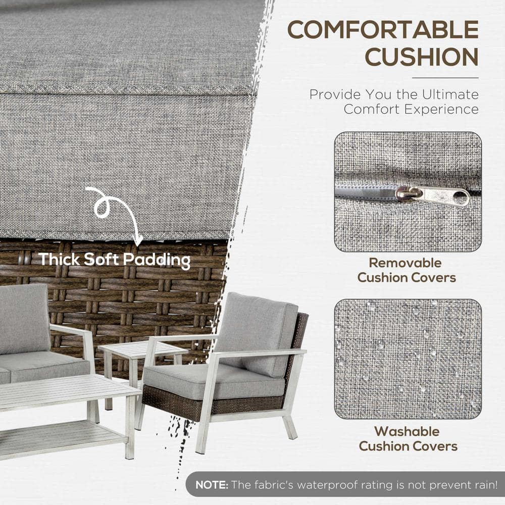 Gray Aluminum 5-Piece Patio Conversation Set with Cushions