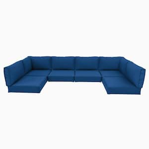 26 in. x 26 in. x 5 in. (14-Piece) Deep Seating Outdoor Lounge Chair Sectional Cushion Blue