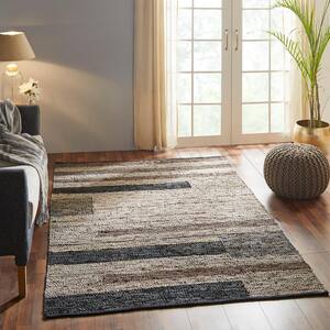Omair Oatmeal 8 ft. x 10 ft. Handwoven Leather and Cotton Reversible Area Rug
