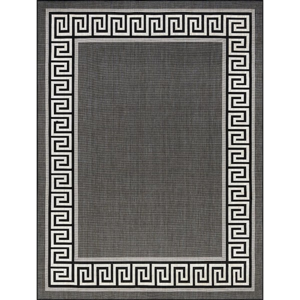 Eco Greek Key Black 9 ft. x 12 ft. Indoor/Outdoor Area Rug