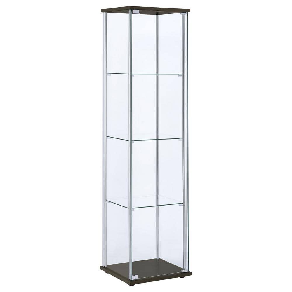 Coaster Company Bellatrix Rectangular 4-Shelf Curio Cabinet  Cappuccino  63.75 x 16.75 x 14.25