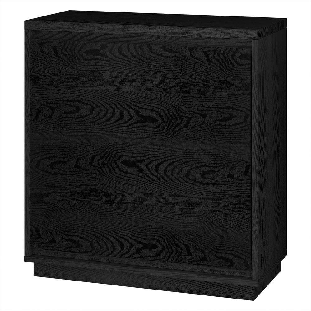 Black Grain MDF Rectangular Accent Cabinet with Adjustable Shelving