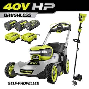 40V HP Brushless 21 in. Cordless Walk Behind Self-Propelled Lawn Mower & Trimmer - (3) Batteries/(2) Rapid Chargers