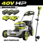40V HP Brushless 21 in. Cordless Walk Behind Self-Propelled Lawn Mower & Trimmer - (3) Batteries/(2) Rapid Chargers