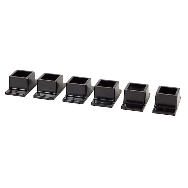 FORTRESS Athens Gloss Black Aluminum Fence Wall Mount Bracket (6-Pack)