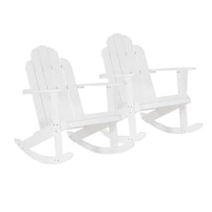 Shelly White Wood Outdoor Adirondack Rocking Chair Set of 2