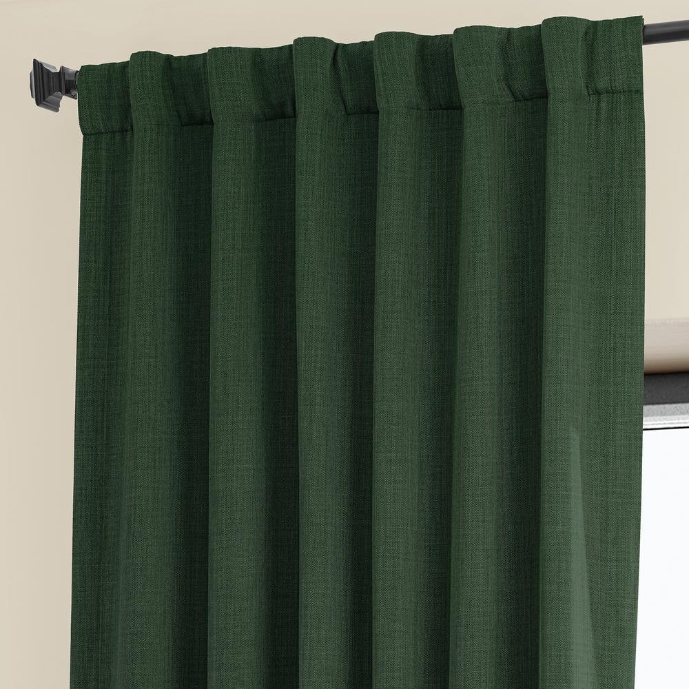 Key Green 84" Faux Linen Room Darkening Curtain Panel