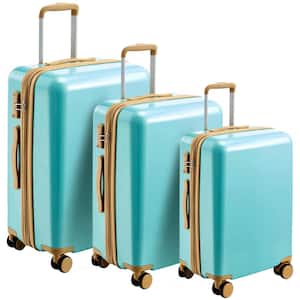Light Blue Lightweight 3-Piece Expandable ABS + PC Hardshell Spinner 8 Wheels  20"  24"  28" Luggage Set with TSA Lock