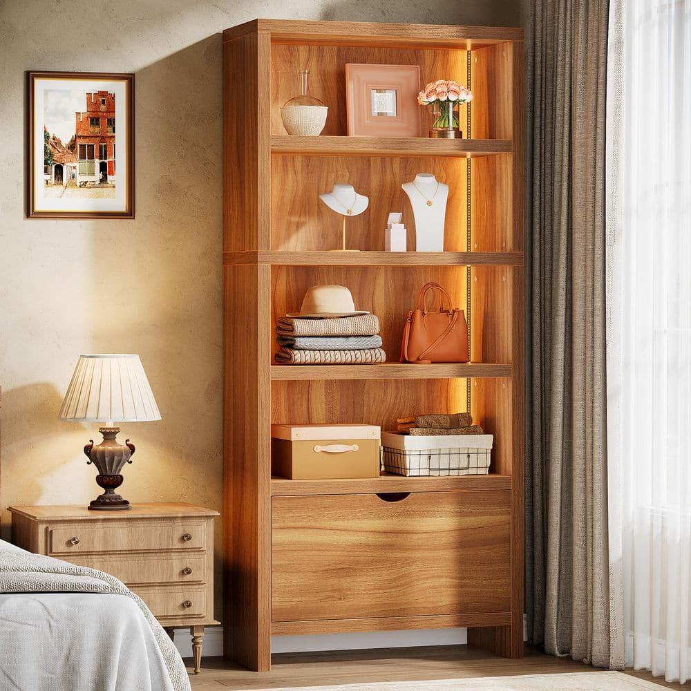 TRIBESIGNS WAY TO ORIGIN 71 in. Tall Walnut-color Engineered