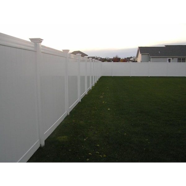 Weatherables Savannah 72 in. x 212 ft. White Vinyl Privacy Fence Project Pack