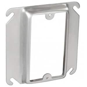 4 in. W Steel Metallic 1-Gang Single-Device Square Cover, 5/8 in. Raised (1-Pack)