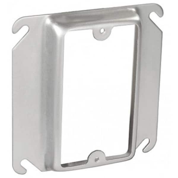 Southwire 4 in. W Steel Metallic 1-Gang Single-Device Square Cover, 5/8 in. Raised (1-Pack)